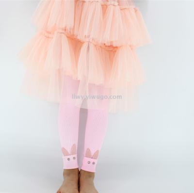 Hot style children's leggings cartoon rabbit ear nail drill leggings candy colored vertical strip pantyhose nylon ball