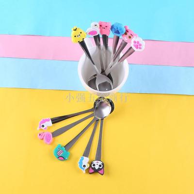 Large supply of PVC stainless steel spoons cute cartoon spoons creative spoons children's soup spoons fashion coffee 