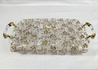 Acrylic high grade with cover dried fruit box six grid fruit plate gold and silver printing meishi home