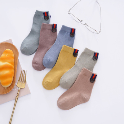Autumn winter hot style combed cotton express baby socks fashionable button baby warm children 's socks comfortable middle tube children' s socks