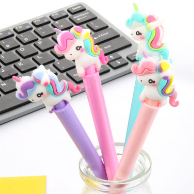 Japanese and Korean Lovely Fancy Cartoon Unicorn Signature Pen Student Writing Gel Pen Office Pen Exam Ball Pen Black