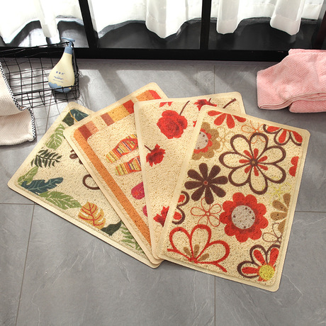 New Rectangular Pvc Door Mat Door Mat Chinese Printed Dirt Trap Mats Floral Brushed Carpet
