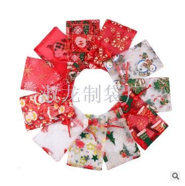 Cross-border e-commerce Christmas snowflake star yarn bag Santa Claus elk customized logo pouch