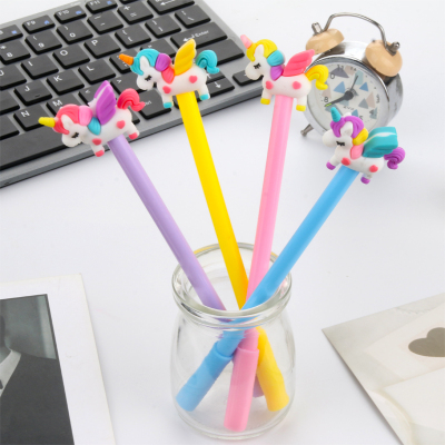Creative Unicorn Gel Pen Cute Student Cartoon Pony Water-Based Paint Pen Exam Black Office Signature Pen Wholesale