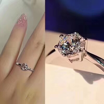 Copper - plated platinum diamond setting process imitation sterling silver diamond ring diamond ring opening adjustable design