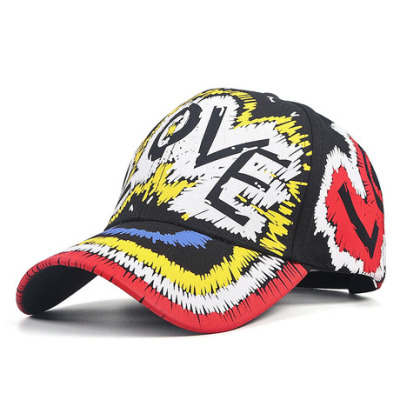 Foreign trade pure cotton 2020 spring/summer new baseball caps men and women in Europe and the United States love letter graffiti cap hip-hop trend