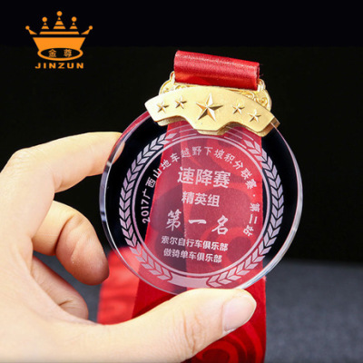 This honor custom-made high-grade crystal medal metal clasp crystal medal school competition crystal medal award