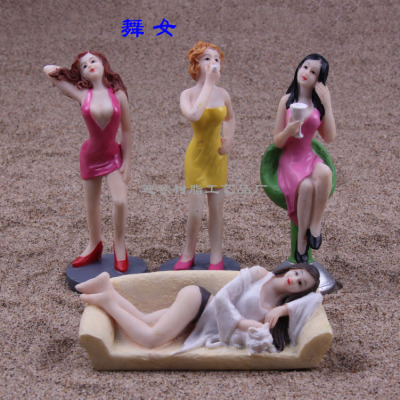 Manufacturer direct resin figure dancing female smoking and drinking women psychological treatment sand tray accessories