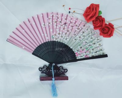 Bamboo lady fan dance fan elegant gift fan high-end ladies folding fan foreign trade fan.