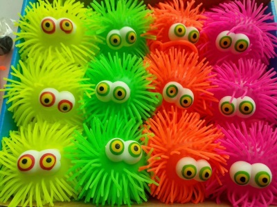 Luminescent ball bristly eye dense hair flash ball vent ball children's soft rubber toys wholesale