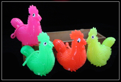 Children's luminescent toys wholesale colorful rooster feather ball flashing LED light soft rubber elastic release ball