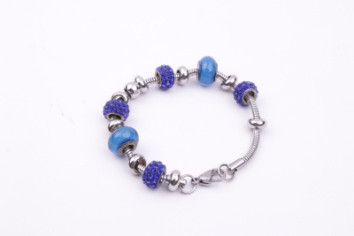 Cross - border hot style hot sales titanium steel stainless steel blue beads full diamond baba bangles