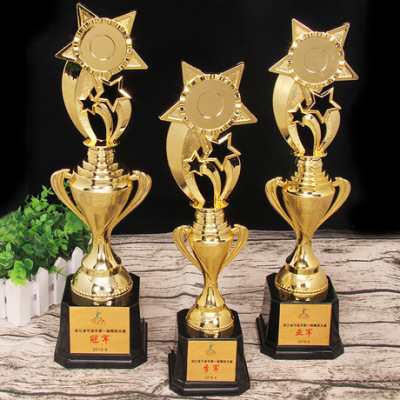 2019 new gold - plated metal trophy customized manufacturers wholesale plastic football and also competition commemorative allow