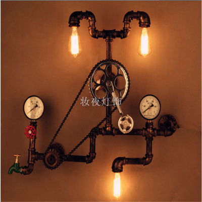 Industrial style antique iron art american-style bar cafe living room dining room Internet cafe home plumbing lights