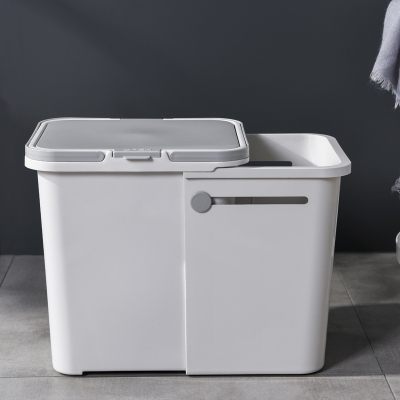 W16-2335 Wet and Dry Classification Trash Can with Lid Portable Rectangular Garbage Box Kitchen Finishing Storage Box