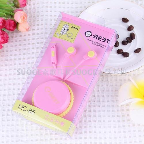 mc-85 mobile phone headset cartoon headset candy color high sound quality super bass earplugs fashion creative boutique