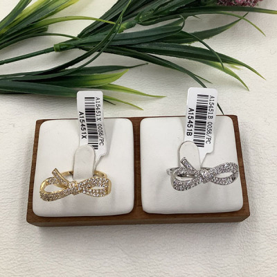 The New Japanese and Korean Fashionmongers Jewelry Ring Minimalist Bowknot Temperament Wild Zircon Ms. Copper Zirconium Ring