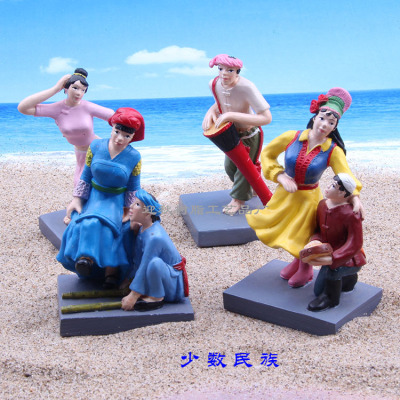 Manufacturers direct ethnic minority figures dance in xinjiang dai people psychological sand tray was sand with resin handicrafts
