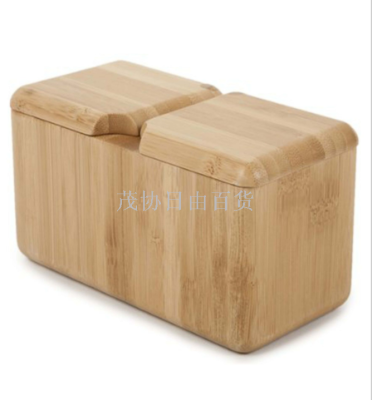 Bamboo flavoring box bamboo wooden square storage box bamboo flavoring pot bamboo tea canister with cover