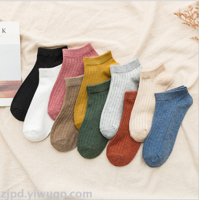 Women's socks spring and summer low top short tube shallow boat socks thin Japanese ins street fashion colorful cotton 