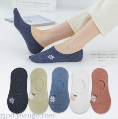 Socks women's instagram trend ship socks women's sockssilicone Korea cute summer all cotton thin florets invisible socks