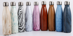 Vacuum stainless steel thermos glass coke glass coke bottle transfer wood