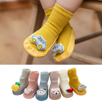 20 new animal head cartoon baby toddler shoes and socks infant child floor socks doll leather sole socks