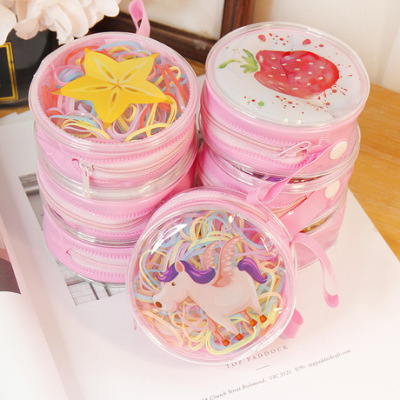 Korean Style Children's Rubber Band Cute Disposable Zipper Rubber Band Baby Hair Friendly String Transparent Bag Hair Ties