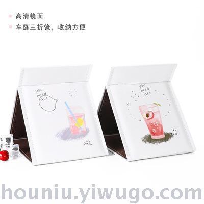 New cartoon folding vellum mirror women gifts fashion dressing mirror custom three fold makeup mirror a hair