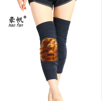 Factory Direct Sales Double-Layer Thickened Warm Cashmere Knitted Leg Warmers Lengthened Imitation Dog Fur Knee Pad Health Care Protective Gear