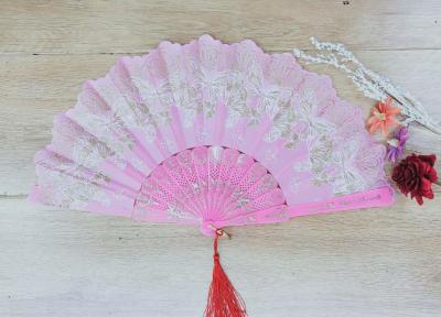 Wei-sheng craft fan sports pole big butterfly Chinese style folding plastic fan carries gifts.