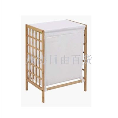 Bamboo double-grid laundry basket laundry room storage rack loading basket bathroom laundry towel storage basket