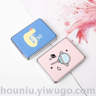 Original design fruit leather pu small mirror can be customized gifts 2 times the size of the folding makeup mirror
