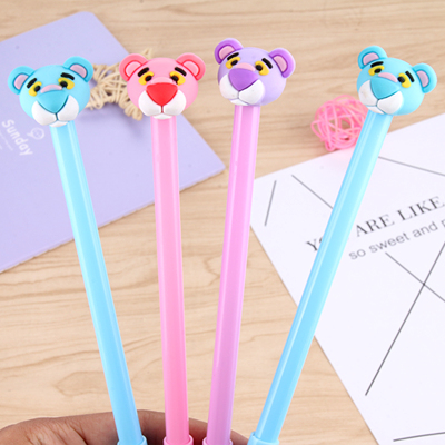 Factory Creative Pink Panther Gel Pen Cartoon Animal Tiger Head Black Gel Ink Pen Students' Office Stationery