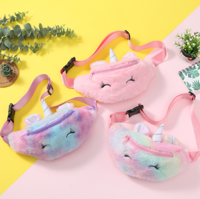 Unicorn fur bag student messenger bag one shoulder bag cute cartoon bag outdoor bag