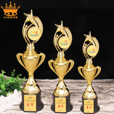 Manufacturers wholesale plastic cup customized new European -style figurines golden cup five-pointed star plastic cup custom