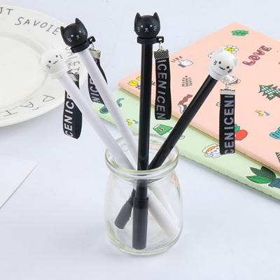 Factory Direct Sales Korean Style Creative Cartoon Pendant Cat Gel Pen Soft Glue Signature Pen Creative Student Stationery