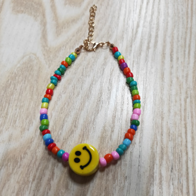 Ceramic smiling face rice bead necklace bracelet