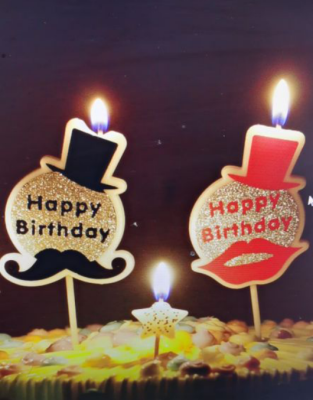 New Party Birthday Candle Single Black Beard Red Lips Shape Cake Plug-in Baking Decoration Artistic Taper and Candle