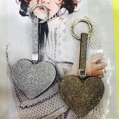 Large heart + pull diamond key chain (key ring) pendant