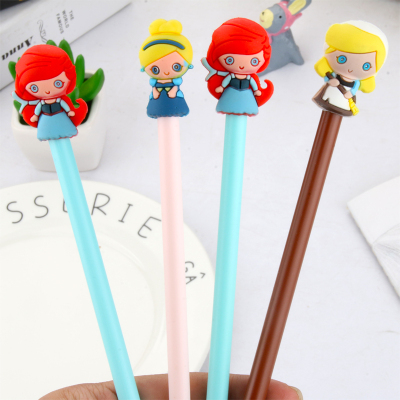 Silicone End Gel Pen Cartoon Little Girl Student Signature Pen Creative Cartoon Gel Ink Pen Writing Office Signature