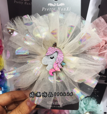 Baby girl lovely yarn flower unicorn hairpin