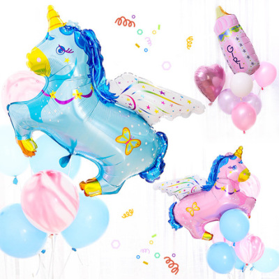 Web celebrity agate pattern balloon set combination birthday party cute pegasus baby bottle photo props balloon bundle