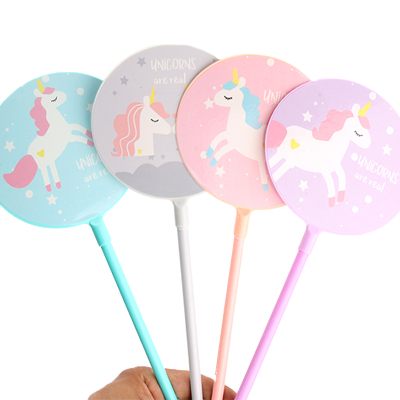 Korean Creative Stationery Fan Pen Cute Cartoon Unicorn Gel Pen Small Fresh Signature Pen Can Be Printed Logo