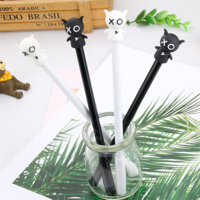 Factory Direct Sales Black and White Bear Gel Pen Creative Stationery Cute Student Black Syringe Office Water-Based Paint Pen