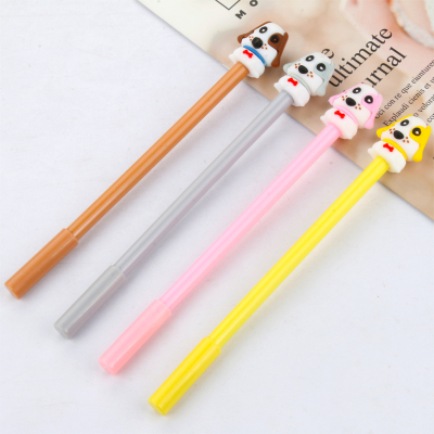 Pug Silicone End Gel Pen Dog Sticky Wangwang Student Signature Pen Creative Cartoon Gel Ink Pen Writing Office Signature