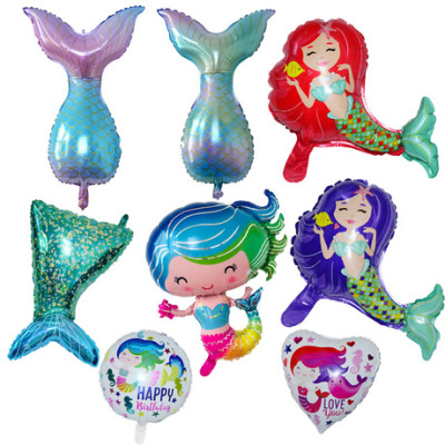 The New large mermaid balloon birthday party decorated with cartoon balloon mermaid tail aluminum film a balloon