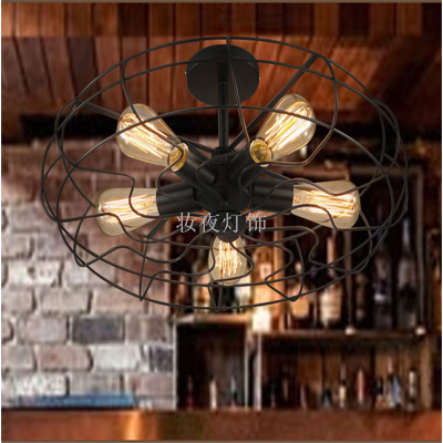 Personalized Retro Loft Industrial Style 5-Head Ceiling Lamp European Creative Restaurant Coffee House Antique Chandelier