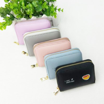 Japanese and Korean fruit orange graffiti organ card bag girls single zip small wallet large capacity card bag