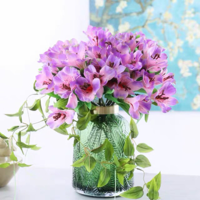 Retro Golden Edged Glass Vase Green Transparent Hydroponic Living Room Flower Arrangement Dried Flower Home Decoration